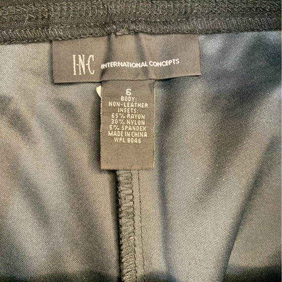 INC Sz6 black leather front and back with legging side pull on stretch leggings - Picture 4 of 6